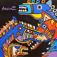 Anwar Maqsood, 30 x 30 Inch, Acrylic on Canvas,, Horse Painting, AC-AWM-075